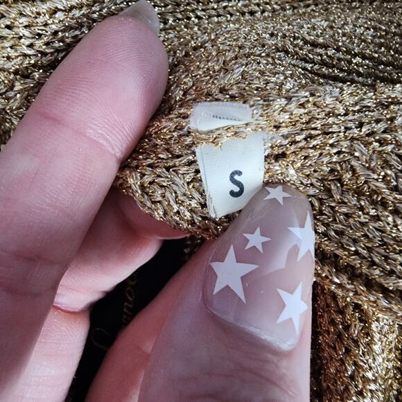 Luisa Spagnoli Gold Metallic Knit Full Zip Jacket | Women's Small - Picture 13 of 14